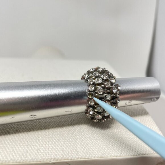 Rhinestone Stretch Cocktail Ring One‎ Size Sparkle Shine Bling Fairy Vintage - Picture 10 of 13